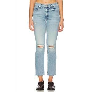 NEW MOTHER insider flood fray jeans in peak-a-boo